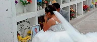 La joven se emocionó al recordar a su padre. Cumplió la promesa: novia visita tumba de su padre en el cementerio ante de casarse