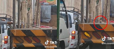 La escena se volvió viral en las redes sociales. Hombre utiliza huincha para llevarse una papa de un camión y genera polémica en redes sociales