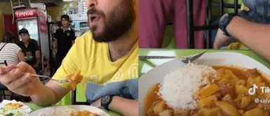 El español quedó sorprendido con el sabor de la patita con maní. Español se sorprende al probar menú de 3 euros en el Centro de Lima: "¡Qué rico!"