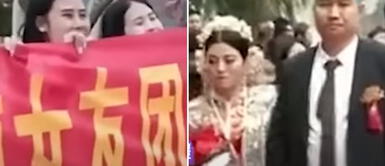 Hombre es sorprendido por sus exnovias quienes interrumpen su boda con pancartas: Te vamos a destruir Hombre es sorprendido por sus exnovias quienes interrumpen su boda con pancartas: "Te vamos a destruir"