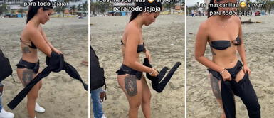 Joven se olvida su ropa de baño e improvisa con las mascarillas tras acudir a la playa: Sirven para todo Joven se olvida su ropa de baño e improvisa con las mascarillas tras acudir a la playa: "Sirven para todo"