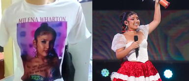 Comerciantes de Gamarra han diseñado polos con el rostro y frases de la cantante peruana. Polos de Milena Warthon causan furor en Gamarra tras ganar la Gaviota de Plata en Viña del Mar 2023