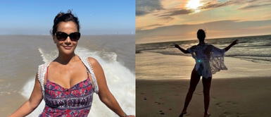 Mónica Sanchez y bikini tie dye Mónica Sánchez deslumbra a sus 53 años como la JLo peruana con un coqueto bikini retro