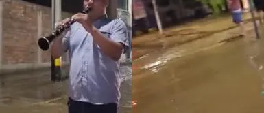 El hombre se animó a tocar la canción de "Titanic". Toca la canción de "Titanic" en medio de las inundaciones y se vuelve viral: "Regresó Jack"