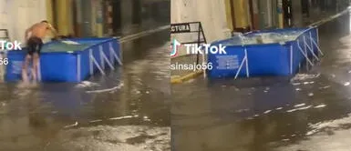 El joven sorprendió al meterse un 'clavado' en su peculiar piscina. Joven aprovecha la lluvia para llenar su piscina en Chiclayo y usuarios reaccionan: "Ahorro es progreso"