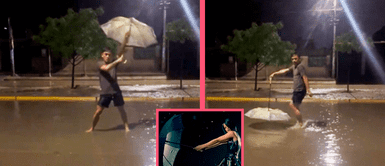 Joven aprovecha la intensa lluvia para sacar los pasos prohibidos a ritmo de Umbrella de Rihanna Joven aprovecha la intensa lluvia para sacar los pasos prohibidos a ritmo de Umbrella de Rihanna