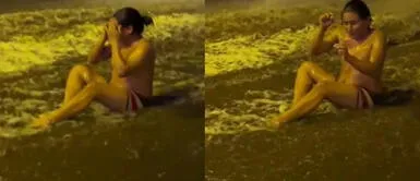 El video se volvió viral en las redes sociales. Peruano aprovecha la inundación para bañarse y causa furor en redes "Me cortaron el agua en casa"