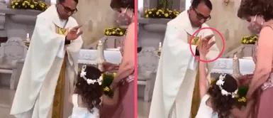 Cura le da la bendición a una niña y ella le responde chocando los 5 Cura le da la bendición a una niña y ella le responde chocando los 5