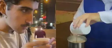 El creador de contenidos quedó sorprendido con el sabor del emoliente. Español queda maravillado al probar emoliente por primera vez: "Está muy bueno"