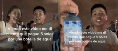 El joven se quedó sorprendido por el precio de la botella con agua. Se emocionó con el concierto de Grupo 5 y no se percató que pagó cinco soles por una botella con agua