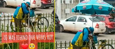 El perrito se sintió muy emocionado con su amigo. Anciano que vende helado baila con perrito de la calle y cautiva en redes: "Merece que venda todo"