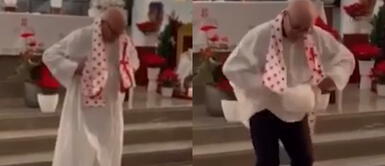 El sacerdote demostró su talento para el baile. ¡Le metió 'chocolate'! Cura saca los pasos prohibidos durante misa por Semana Santa