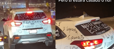 La escena se volvió viral en las redes sociales. Hombre es viral al conducir un carro con un peculiar mensaje: "No le hablen, está casado"