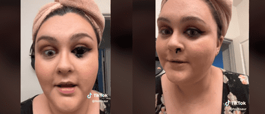 La tiktoker Holly sufre accidente con delineado. Tiktoker 'sufre accidente' con delineador y se llena el ojo de tinta negra