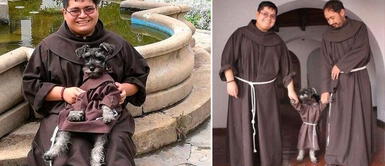 Franciscanos adoptan a perrito callejero y la historia se vuelve viral Franciscanos adoptaron a perrito callejero y lo visten con su hábito: "Bello gesto"