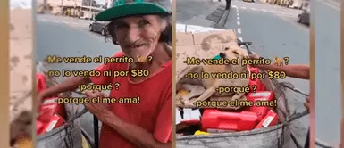 Anciano le dijo no a fuerte suma para vender a su querida mascota. Reciclador rechaza oferta para vender a su perro y respuesta se vuelve viral en TikTok: “Él me ama”