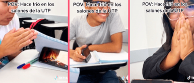 Estudiantes de la UTP no resisten frío del aire acondicionado y crean novedosa manera de abrigarse Estudiantes de la UTP no resisten frío del aire acondicionado y crean novedosa manera de abrigarse: "genios"