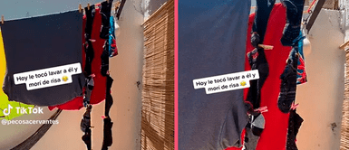 Hombre es 'buscado por la NASA' tras original forma de colgar sus medias para ahorrar espacio en el cordel Hombre es 'buscado por la NASA' tras original forma de colgar sus medias para ahorrar espacio en el cordel