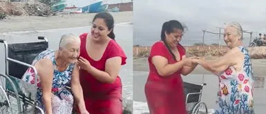 El video conmovió a los usuarios en las redes sociales. "Su último deseo antes de partir": Hija lleva a su mamá con enfermedad terminal a conocer el mar