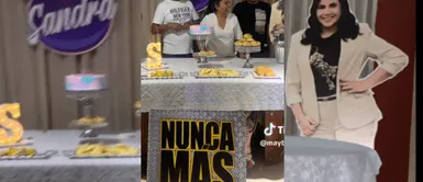La cumpleañera celebró su fiesta con la temática de Andrea Llosa. Madre peruana es seguidora de Andrea Llosa y sus hijos le regalan cumpleaños con temática de "Nunca más"