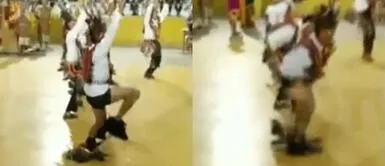 El joven siguió danzando, pese al percance. Se le cae el pantalón en plena danza, pero sigue bailando: "Eres un gran profesional"