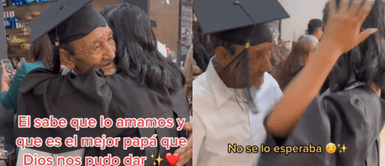 El señor se emocionó con la dedicatoria de su hija. Padre rompe en llanto al ver que su hija se gradúa de la universidad: "Te amo mucho"
