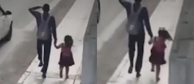 El padre siguió el juego de su pequeña, mientras se dirigían a casa. Papá recoge a su hija de la escuela: ambos se van marchando y cantando a casa en emotiva escena