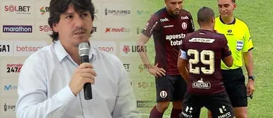 Jean Ferrari pierde los papeles e insulta al árbitro Augusto Menéndez por expulsar a Aldo Corzo Jean Ferrari pierde los papeles e insulta al árbitro Augusto Menéndez por expulsar a Aldo Corzo