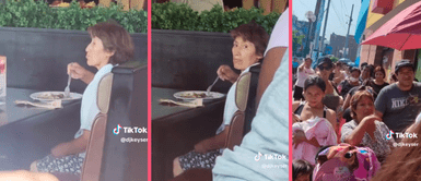 Mujer disfruta plácidamente su comida a pesar que decenas de comensales esperaban una mesa Mujer disfruta plácidamente su comida a pesar que decenas de comensales esperaban una mesa: “No haga hora”