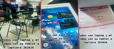 Estudiantes se burlan de 'tablet a lapicero' que compañero usa para sus apuntes Estudiantes se burlan de 'tablet a lapicero' que compañero usa para sus apuntes: "el rico siempre humillando al pobre"