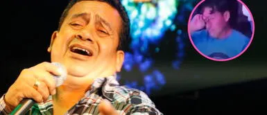 Tony Rosado consuela a un hombre durante su concierto. Tony Rosado consuela a un hombre durante su concierto.