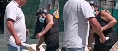 La señora no toleró el mal comportamiento de su hijo. Madre peruana agarra a correazos a su hijo tras recogerlo de la comisaría: "¡Respeta, malcriado!"