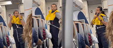 Tripulante de cabina arrasa en las redes por su manera de dar las instrucciones Tripulante de cabina arrasa en las redes por su manera de dar las instrucciones