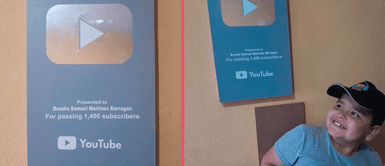 Orgulloso papá crea placa de YouTube de madera para su hijo de 8 años que superó los 1400 suscriptores Orgulloso papá crea placa de YouTube de madera para su hijo de 8 años que superó los 1400 suscriptores