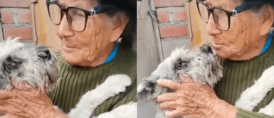 La señora se emocionó hasta las lágrimas al volver a ver a su perrito. Adulta mayor rompe en llanto al reencontrarse con su perrito tras intensa búsqueda