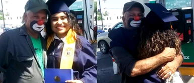 El señor sacó adelante a su familia con sus dos trabajos. Joven le dedica su graduación a su papá que trabaja como payaso: "Eres el mejor"