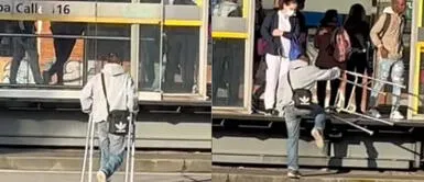El hombre causó asombro en las redes sociales. Se olvida de su supuesta discapacidad y sorprende con elasticidad para colarse en la estación del bus