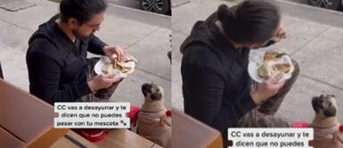 El joven protagonizó una emotiva escena con su perro. Restaurante le impide a joven entrar con su perro: él sale a la calle y come con el animalito