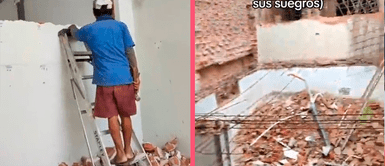 Hombre destruye casa que levantó en terreno de sus suegros tras separarse de tu esposa: “Me botaron” Hombre destruye casa que levantó en terreno de sus suegros tras separarse de tu esposa: “Me botaron”