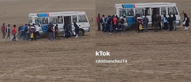 Los usuarios se quedaron sorprendidos al ver esta escena. Al mismo estilo que "Al fondo hay sitio": micro se queda varado y pasajeros se bajan para empujarlo