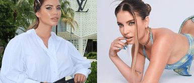 Flavia Laos denota sensualidad con atrevido look. Flavia Laos impone tendencia posando con una extravagante minifalda denim de parches cargada de actitud