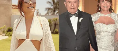 Magaly Medina recuerda a su padre fallecido. Magaly Medina conmueve al lucir un deslumbrante vestido total black mientras rinde un emotivo homenaje a su padre