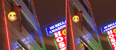 Hombre 'calato' sale por ventana de hotel y conmociona redes ¿Vino el esposo? Hombre 'calato' sale por ventana de hotel y conmociona redes