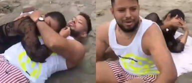 El esposo quedó en 'shock' al ser descubierto. Mujer encuentra a su esposo en arrumacos con amante en la playa y pasa lo impensado: "¿No estabas trabajando?"