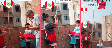 Padre peruano enseña a sus nietos el amor por su patria y realiza solemne izamiento de bandera en su azotea Padre peruano enseña a sus nietos el amor por su patria y realiza solemne izamiento de bandera en su azotea