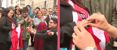 Pareja se roba el protagonismo al comprometerse en vivo en medio de la Gran Parada Militar Pareja se roba el protagonismo al comprometerse en vivo en medio de la Gran Parada Militar