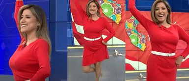 Fátima Aguilar se despojó de sus zapatos para bailar marinera Fátima Aguilar se emociona y se quita los zapatos EN VIVO para bailar marinera por Fiestas Patrias