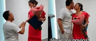 La romántica escena hizo llorar a miles. Joven sustenta su tesis de maestría y, al finalizar, su novio le pide matrimonio: romántica escena se vuelve viral en TikTok