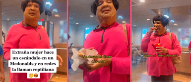 Extraña mujer hace un escándalo en McDonald's y redes la llaman reptiliana Extraña mujer hace un escándalo en McDonald's y redes la llaman reptiliana