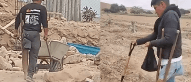 El joven recibió las felicitaciones de los internautas. Obrero conmueve a usuarios en TikTok al trabajar con muletas y miles lo felicitan: "Eres un ejemplo para todos"